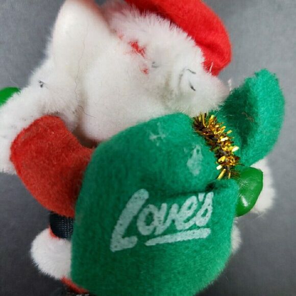 Vintage Advertising Flocked Christmas Ornament Santa Bear Loves Travel Stop RARE - Picture 5 of 11
